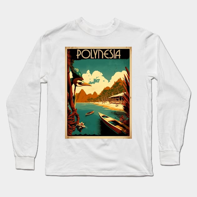 Polynesia Vintage Travel Art Poster Long Sleeve T-Shirt by OldTravelArt